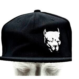 Trucker Hat Pit Bull Dog Snapback Black Packable Fishing Hunting Sports